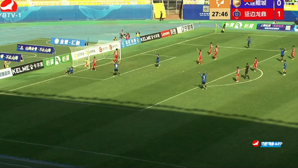 [4라운드 꼴영상] 전반 27분, 대련곤성의 오른쪽 크로스→후방 밀어넣기에 수비 뚫리며 동점꼴 허용! 연변룡정커시안 1-1 대련곤성! 